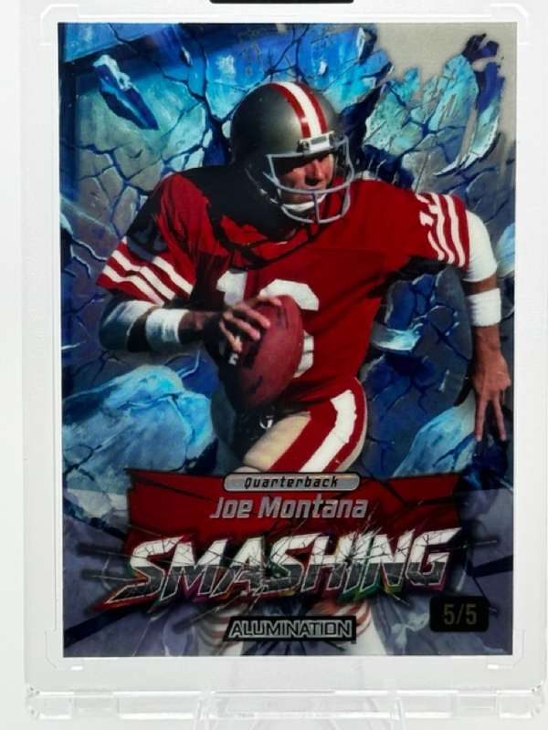 2026 Wild Card Alumination Just the Hits Smashing Cross Hatch Blue Joe Montana #JSMBL5-JM /5