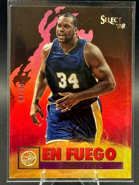 2026 Panini Decades 90s Pop Culture En Fuego Purple Shaquille O'Neal #E-SN /99