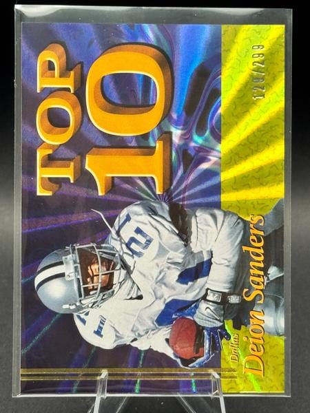 2026 Panini Decades 90s Pop Culture Top 10 Yellow Deion Sanders #T10-DS /299