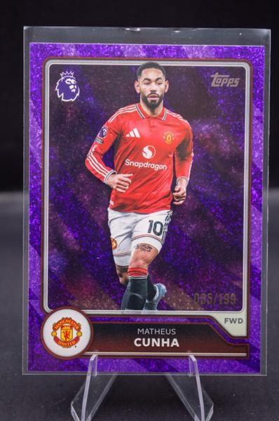 2026-27 Topps Flagship Premier League Purple Sparkle Foil Matheus Cunha #199 /199