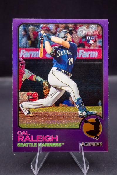 2022 Topps Heritage Chrome Purple Refractor Cal Raleigh #367